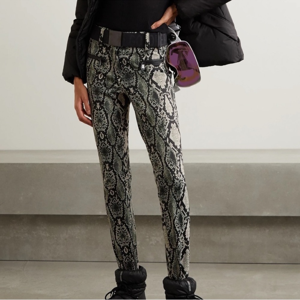 GOLDBERGH snake-print slim-leg stirrup ski pants
